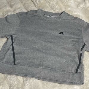 Adidas Women's Gray Cropped Crew Neck Sweater